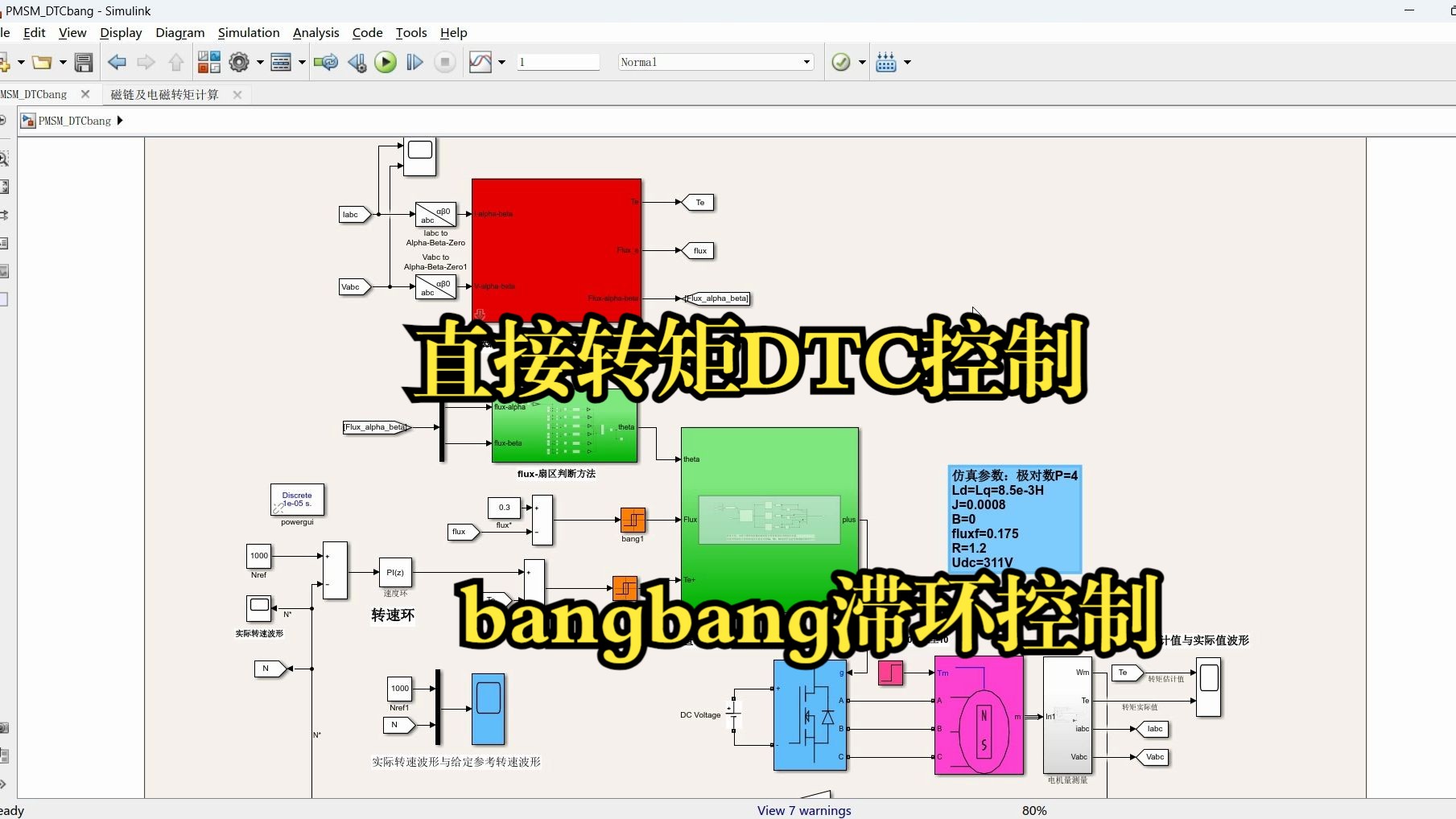 永磁同步电机直接转矩+bangbang滞环控制仿真(表贴式电机+带参考文献)哔哩哔哩bilibili