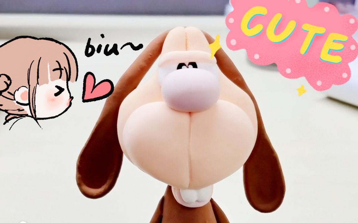 龅牙小兔子粘土摆件