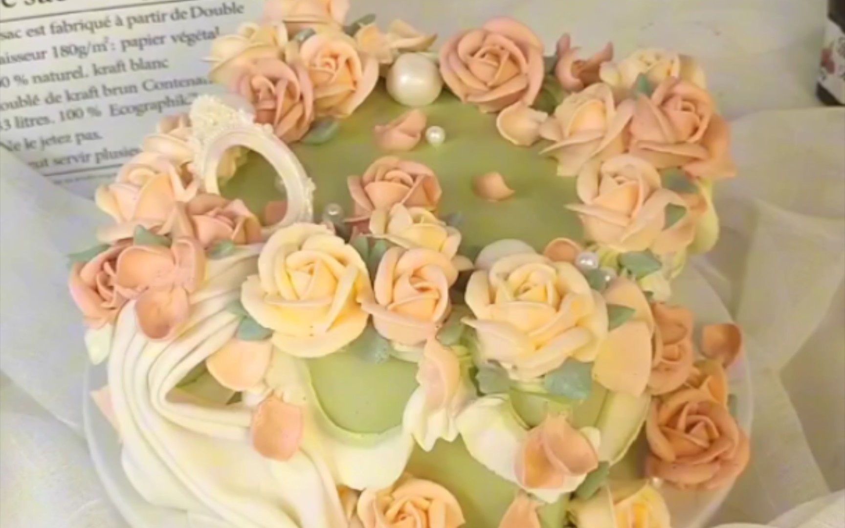 森系绿 复古玫瑰花奶油裱花蛋糕 美美哒