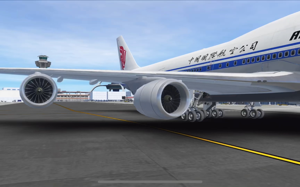 国航波音747,发动机启动咆哮声