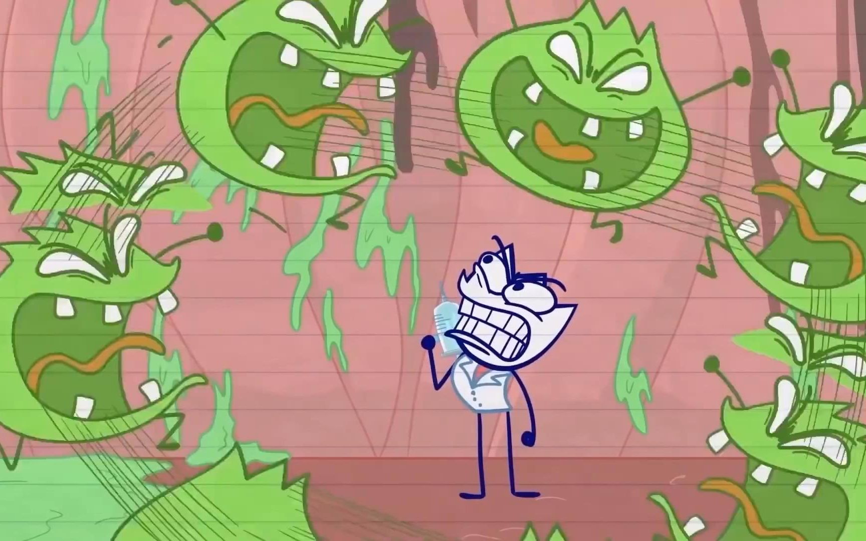 铅笔动画内特被病毒包围幽默喜剧动画