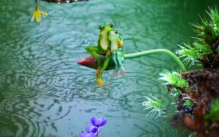 [图]荷塘细雨微风临， 淡淡相思醉称心。 促膝长谈无眠夜...