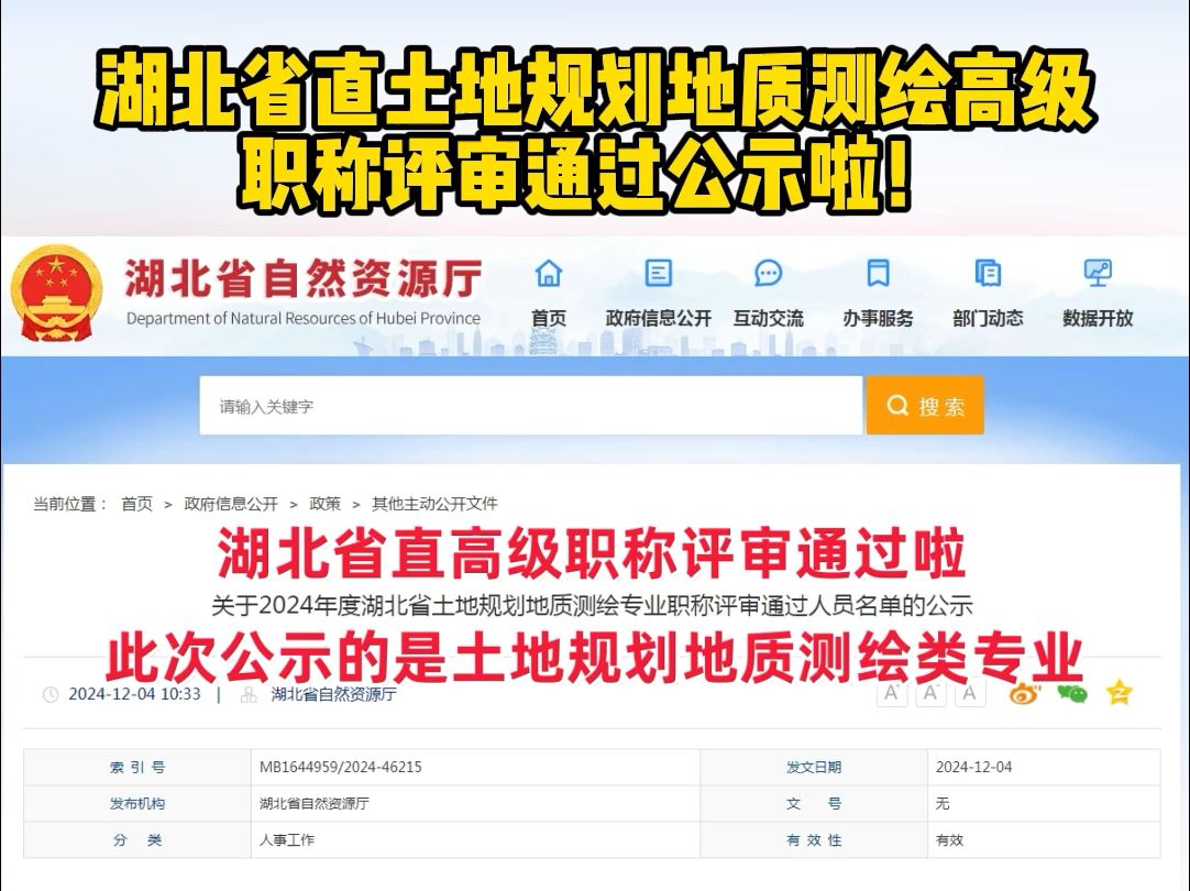 湖北省直土地规划地质测绘高级职称评审通过公示啦!!哔哩哔哩bilibili