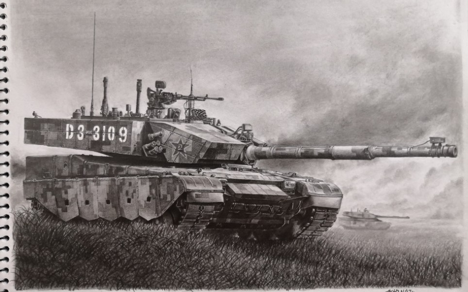 手绘81庆祝ztz99a中国99式主战坦克