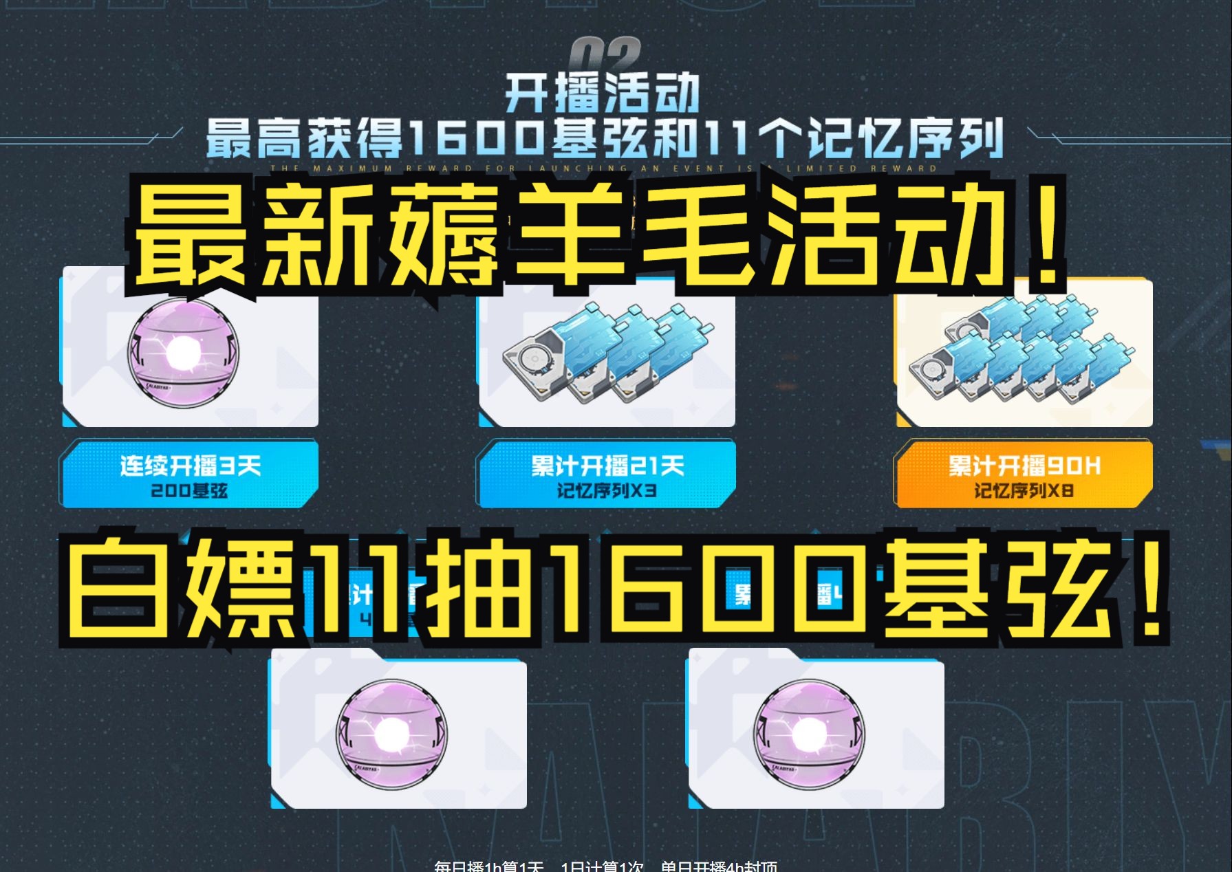 【卡丘速报】白嫖11抽和1600基弦!最新薅羊毛活动!哔哩哔哩bilibili