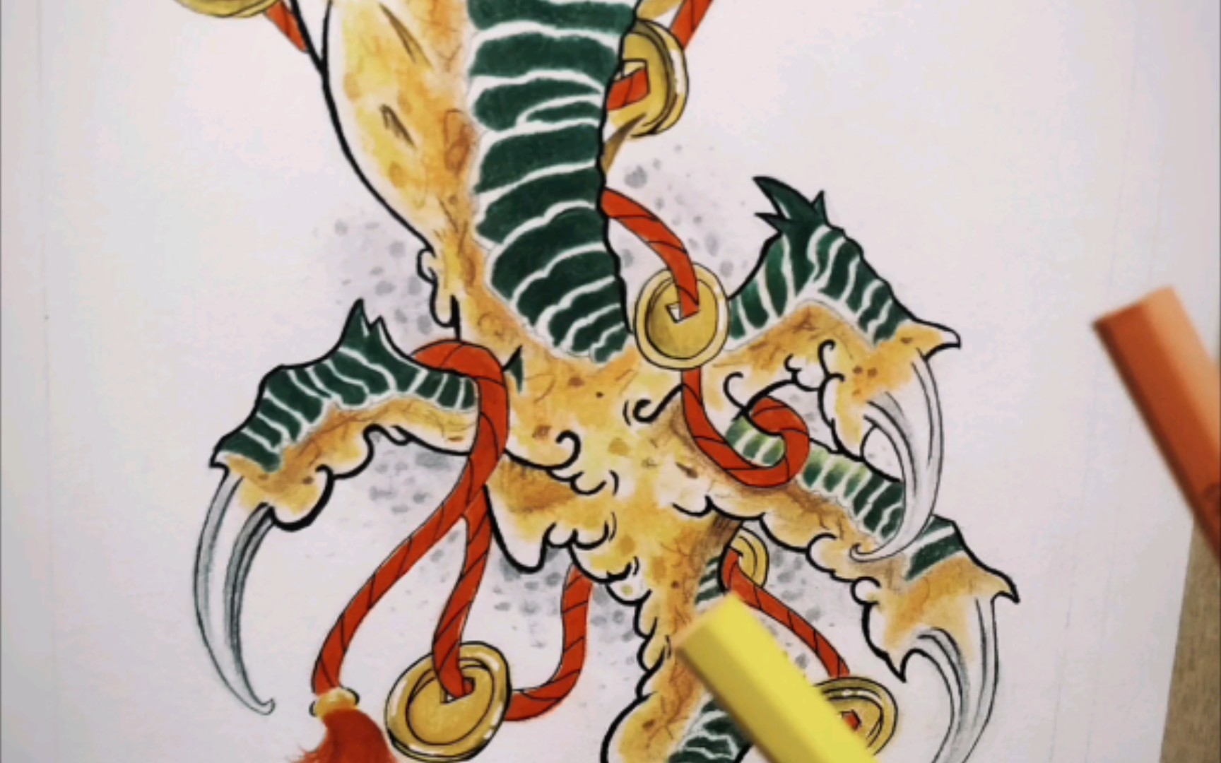 龙爪,手绘纹身设计