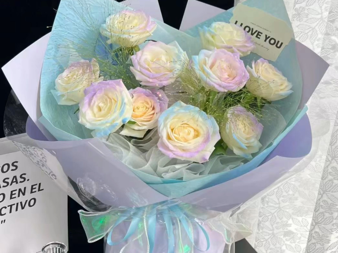 彩虹玫瑰花束,浪漫满溢!