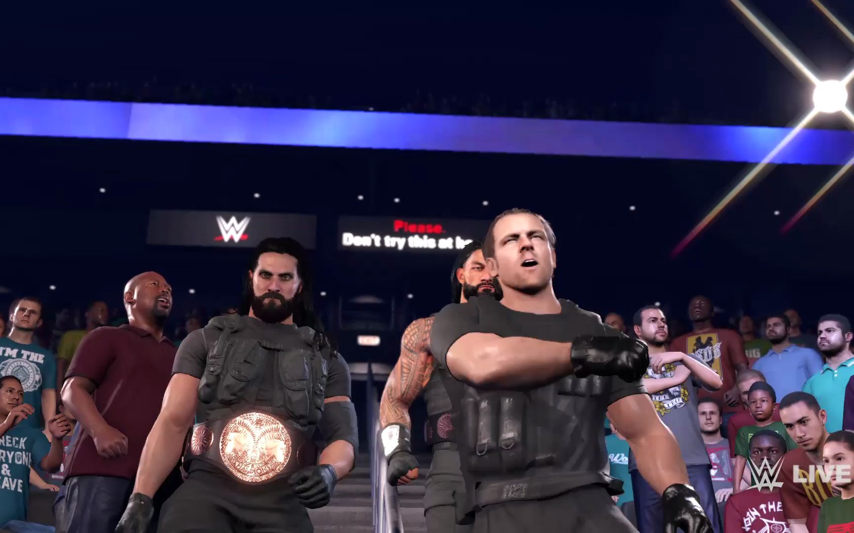 wwe 2k22 3对3团队赛 圣盾对战哈特王朝