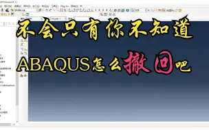 你的ABAQUS可以Ctrl+Z（撤回）吗？