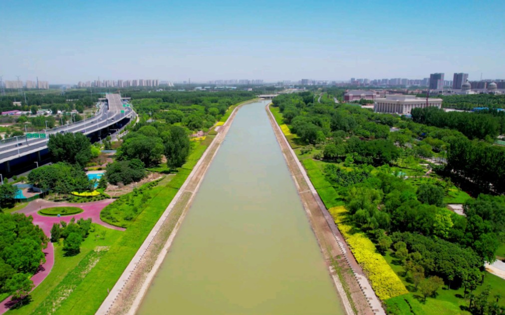 航拍郑州魏河故道(东四环段)夏日美景