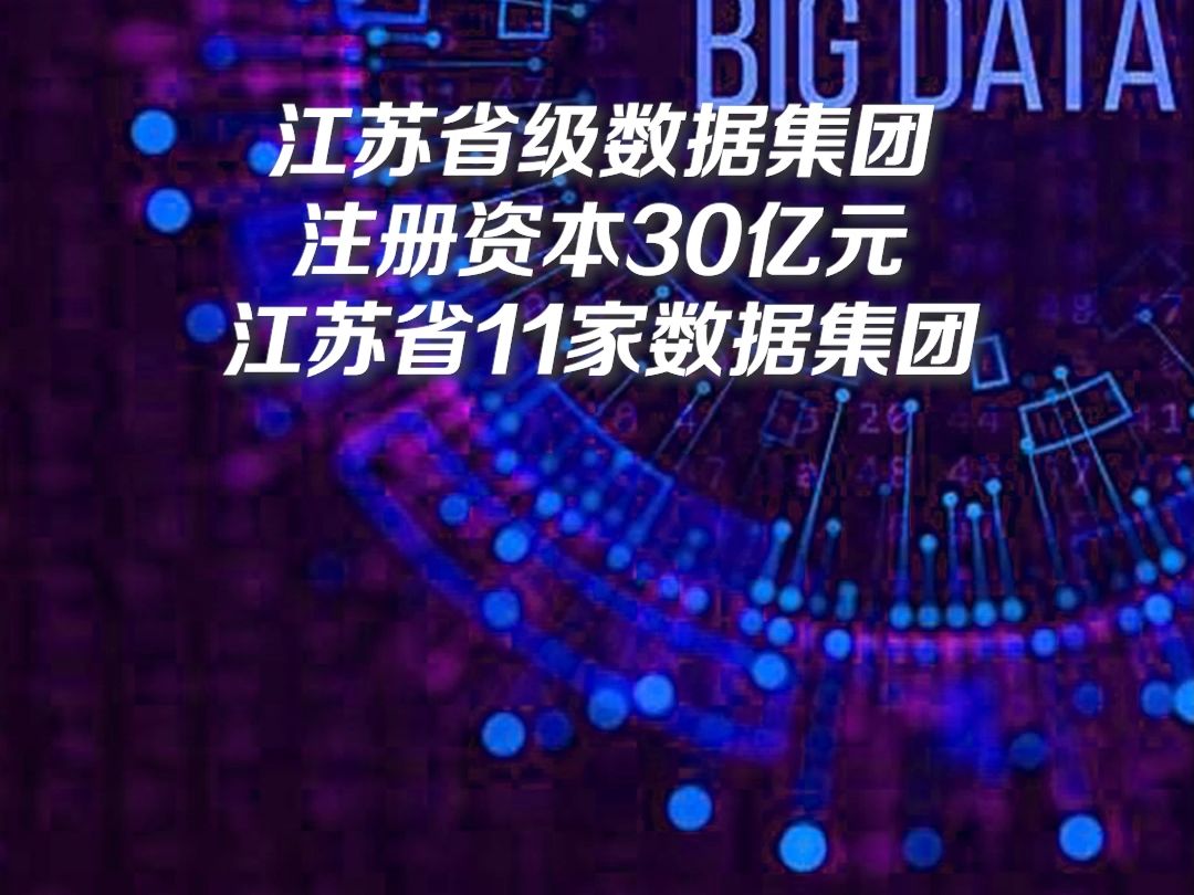 江苏省数据集团,注册资本30亿元;全省已组建11家数据集团哔哩哔哩bilibili