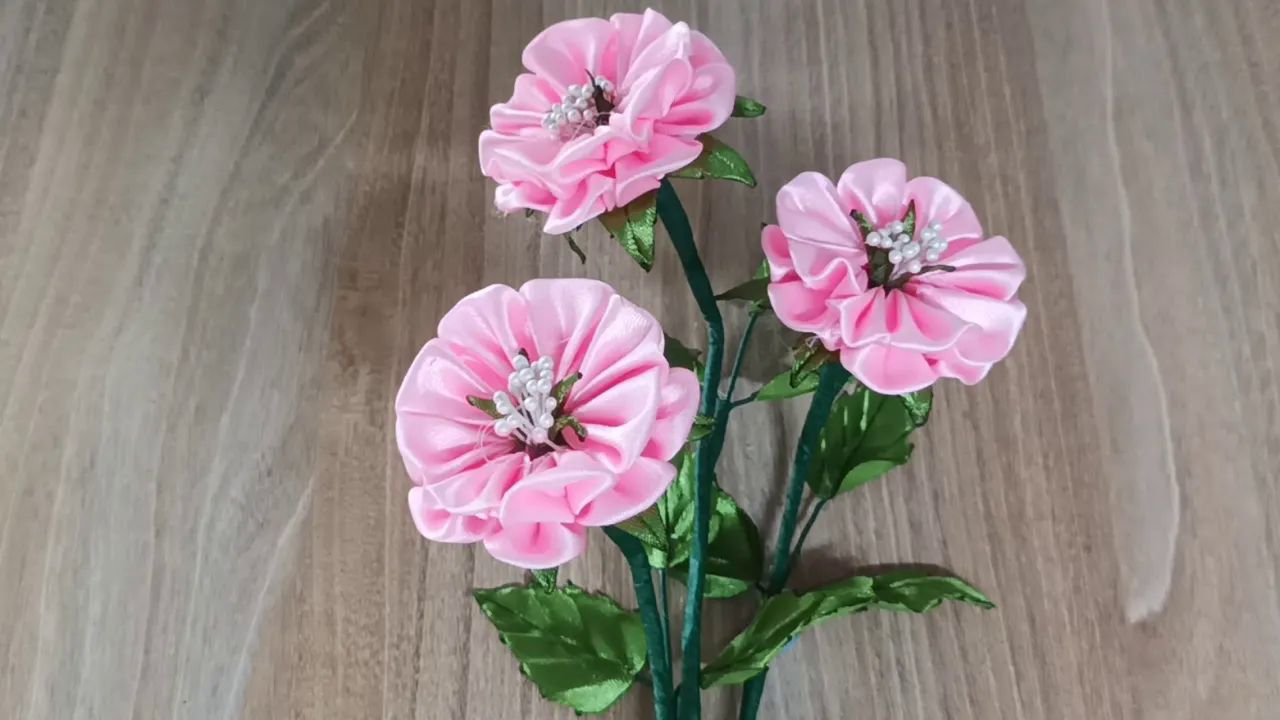 【kerajinan ibu ningsi】蔷薇丝带花制作教程diy tulips brooch