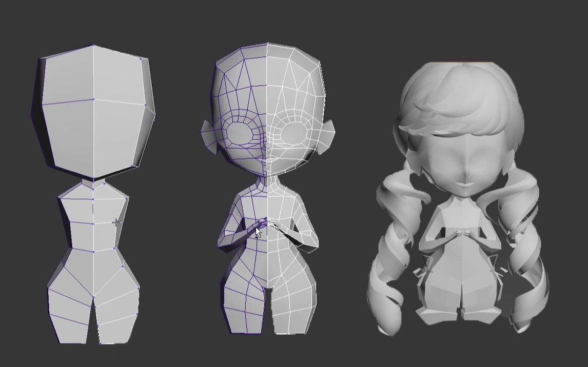 3dmax人物建模,q版卡通插画风格,零基础从拉box到完整模型布线教学