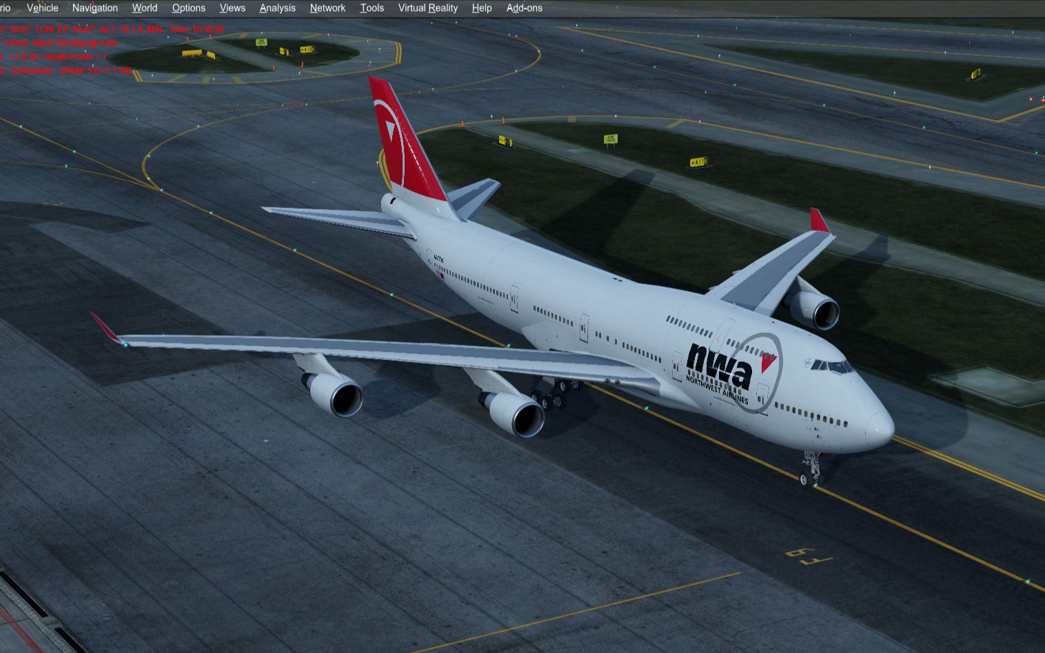 美国西北航空b747-400长飘轻降威尼斯