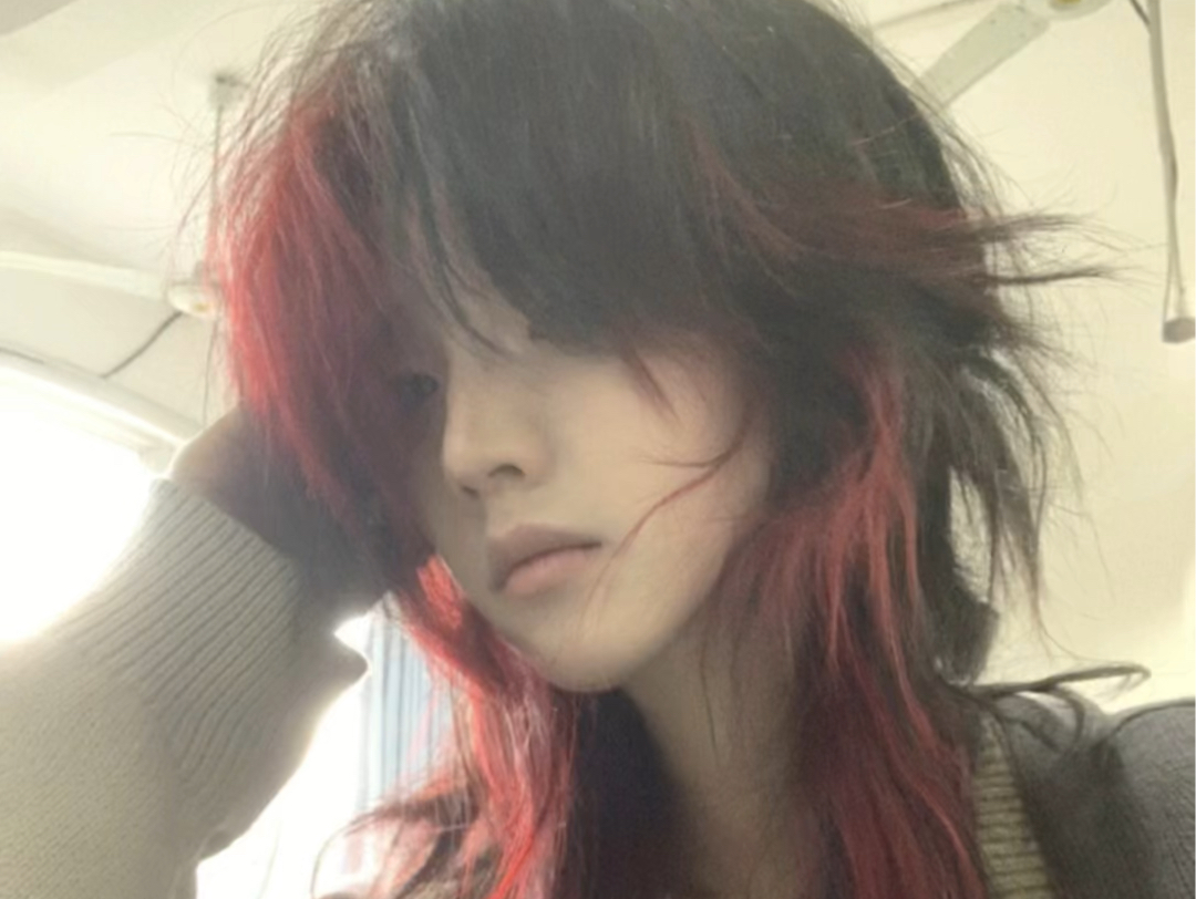 不一定斩男但一定斩女的漫画风狼尾鲻鱼头红色挂耳染