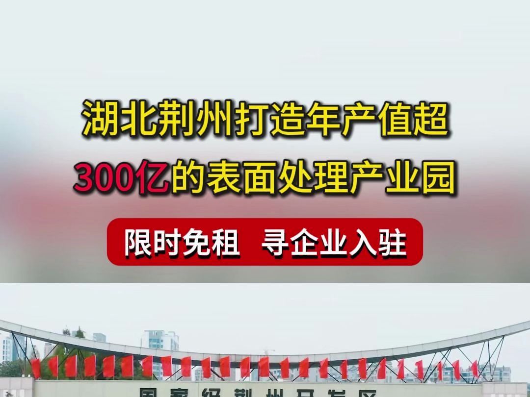 湖北荆州打造年产值超300亿的表面处理产业园,限时免租,寻企业入驻.哔哩哔哩bilibili