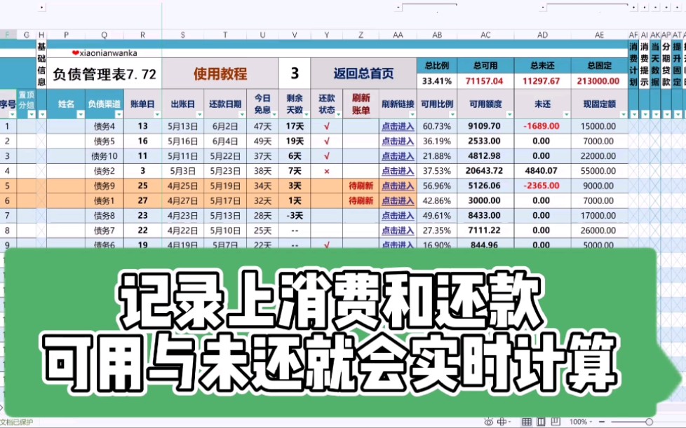 用表格管理你的信用卡,只要记录消费和还款,就可自动计算所有数据哔哩哔哩bilibili