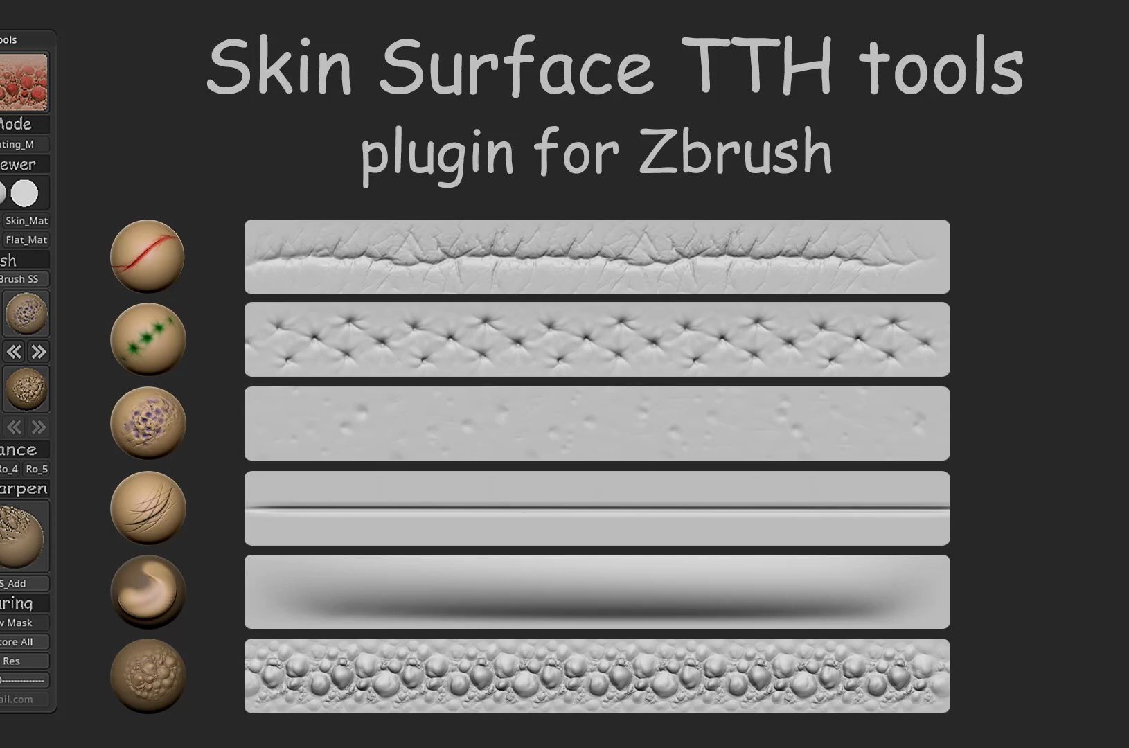 (阿姨严选)ZB皮肤纹理高效绘制插件 Skin Surface TTH tools plugin for Zbrush哔哩哔哩bilibili