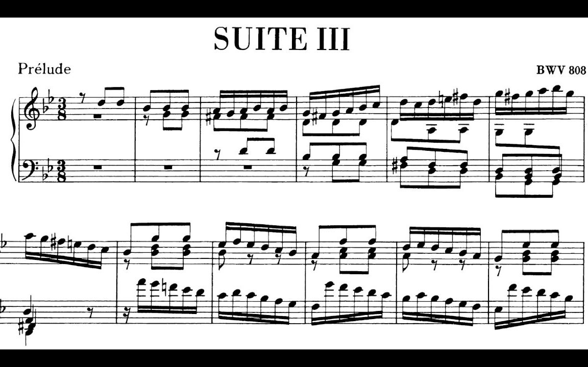 [图]【钢琴/羽管键琴】巴赫 - 第三英国组曲 BWV 808 Bach - English Suite No.3 in G minor BWV 808