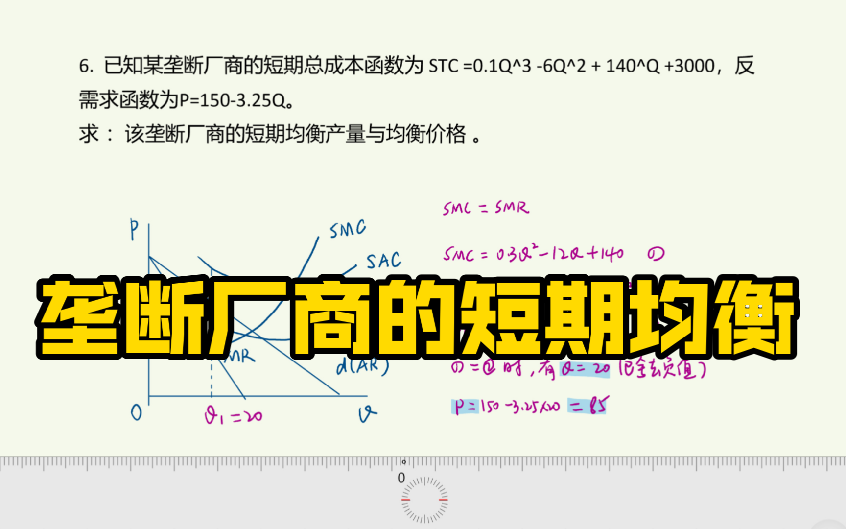 [微观经济学]第七章第6题(课后习题)已知某垄断厂商的短期总成本函数为STC=0.1Q^3 6Q^2 + 140^Q +3000,反需求函数...求:均衡价格哔哩哔哩bilibili