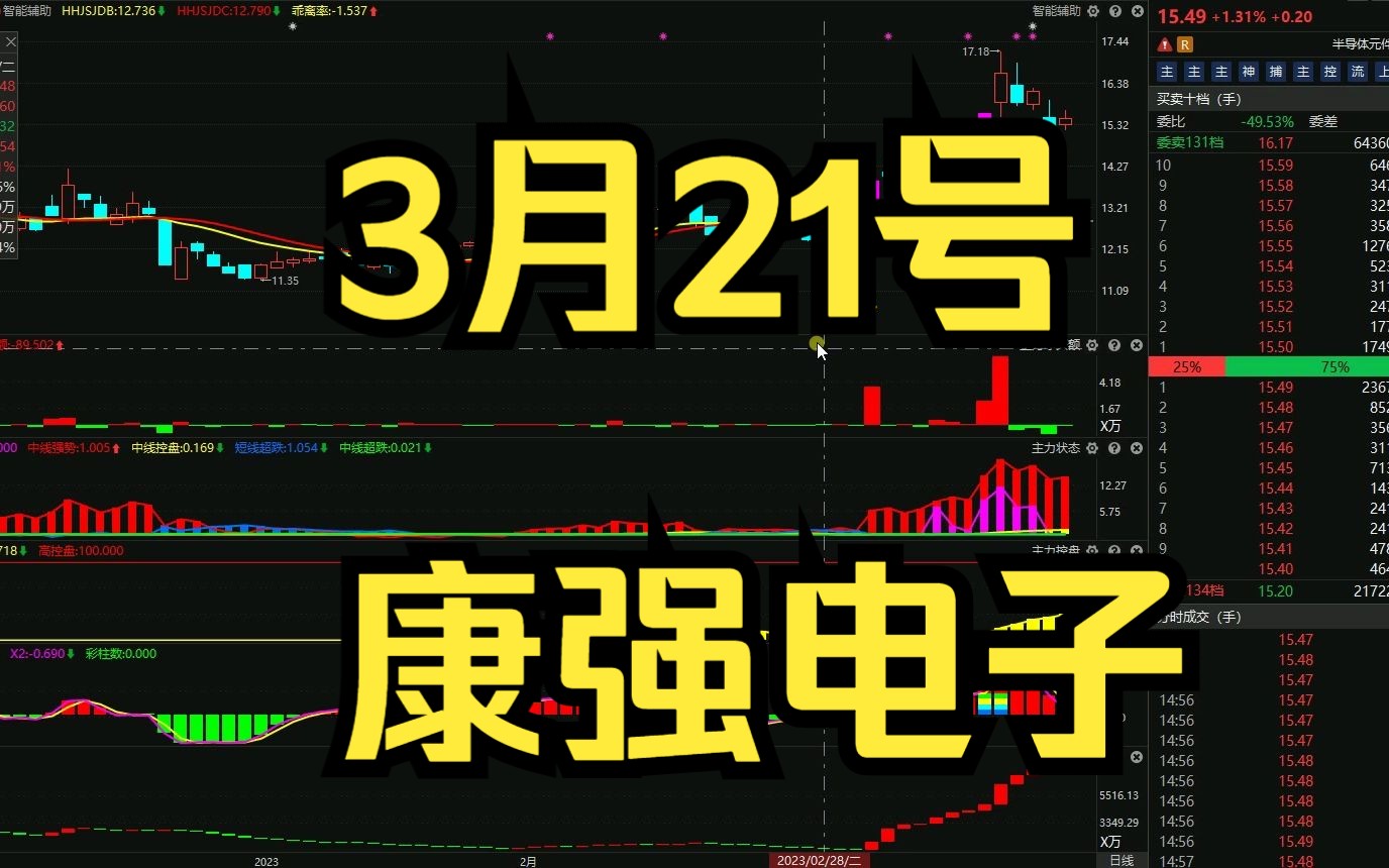 3月21号康强电子:主力资金最新分析,如何判断低吸信号呢?哔哩哔哩bilibili