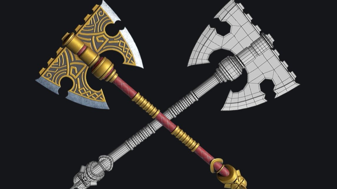 3dmax武器建模,斯巴达之斧建模全流程制作,适合新手入门的3d游戏道具