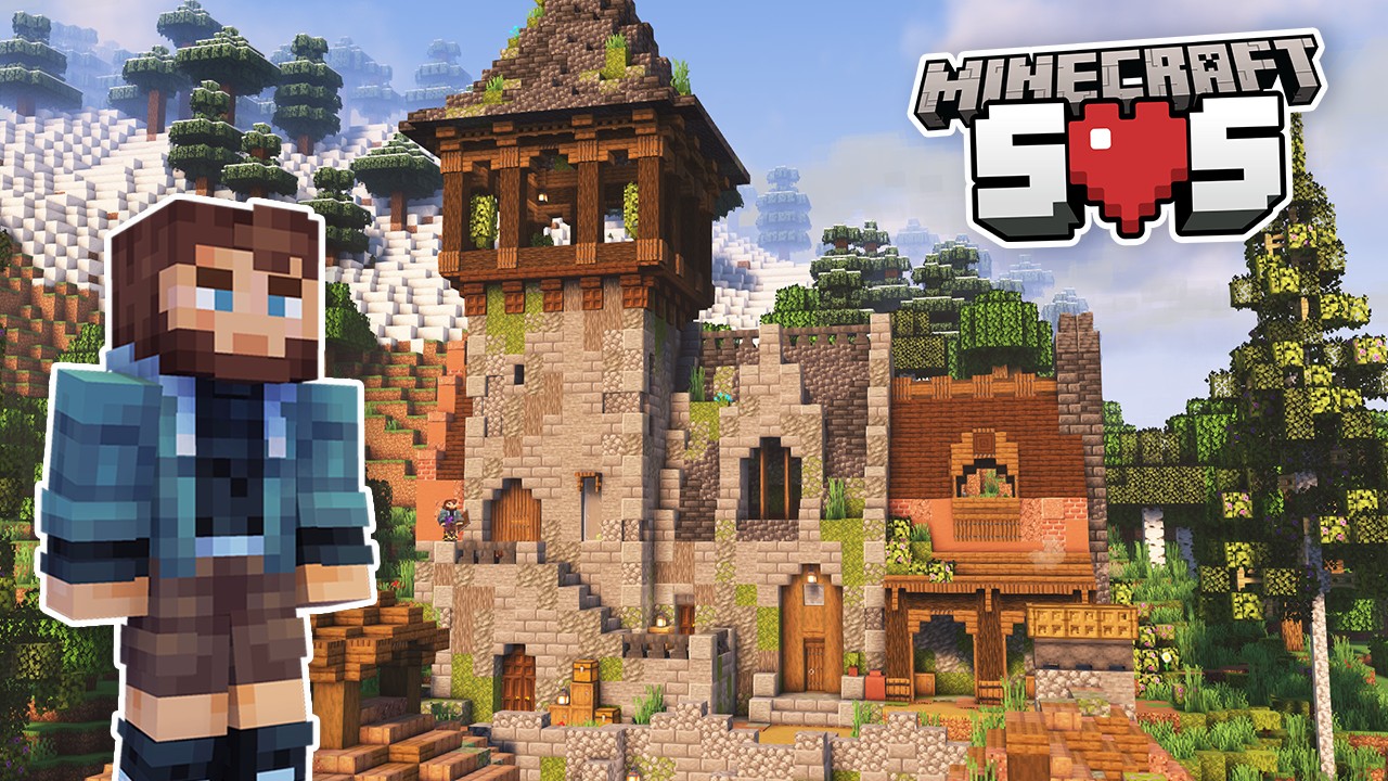 building a medieval keep in hardcore minecraft!!! [minecraft sos