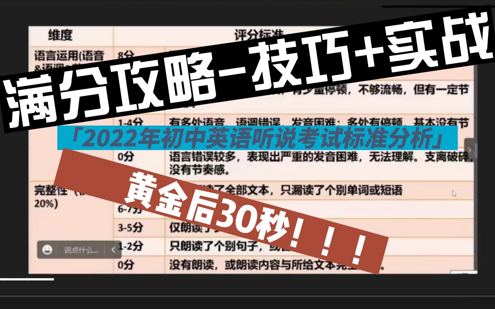 初中英语听说考试满分攻略黄金后30秒实战+技巧哔哩哔哩bilibili