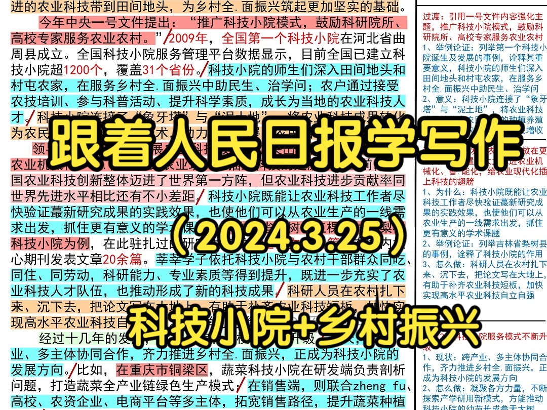 𐟚駧‘技下田地,增收添底气,人民日报是这么写的𐟑|人民日报每日精读|申论80+积累|写作素材积累哔哩哔哩bilibili