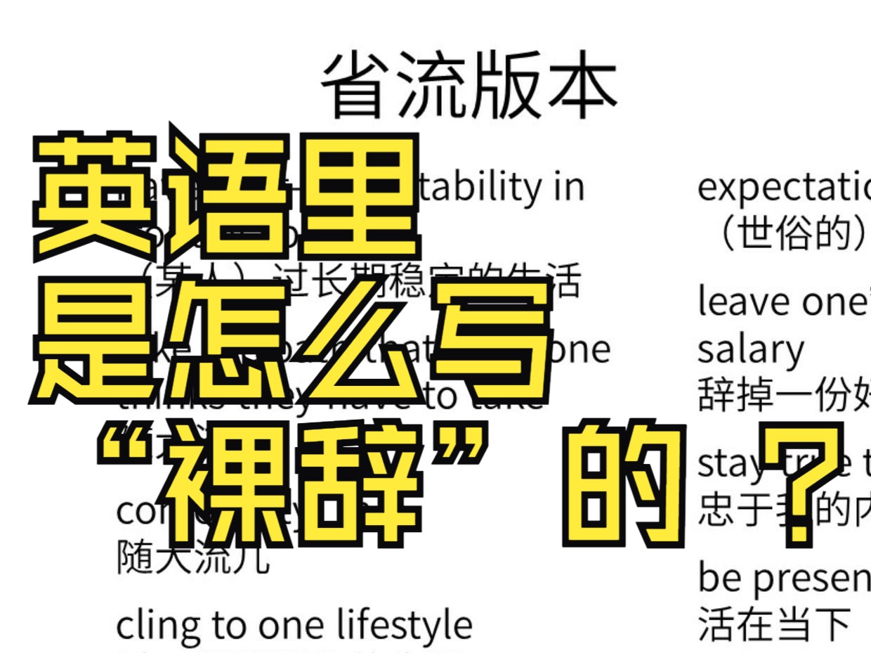 英语文章是怎么写“裸辞”的?|一眼望到头、活在当下、随大流儿用英语怎么说?哔哩哔哩bilibili