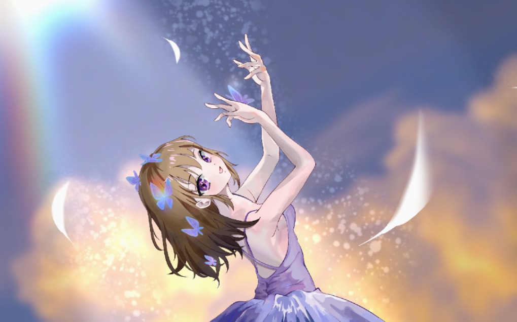【指绘】与蝴蝶起舞 插画/画画/练习/芭蕾/二次元/赛璐璐/摸鱼