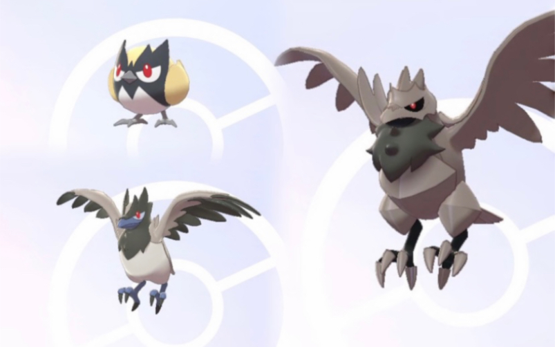 【宝可梦剑盾】全国图鉴 no.821稚山雀|no.822蓝鸦|no.823钢铠鸦 get!