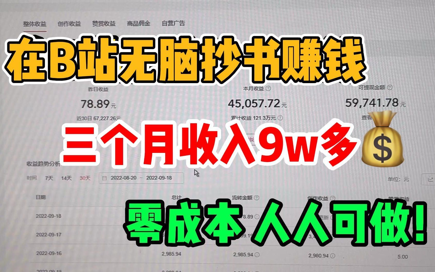 失业后在B站无脑抄书赚钱,三个月收入9万多,零成本副业人人可做,分享操作详细过程!哔哩哔哩bilibili