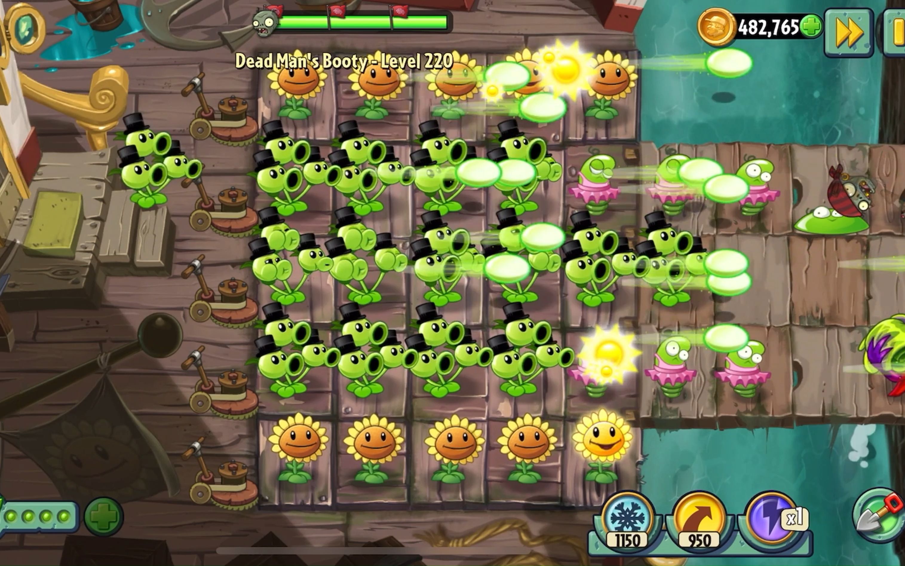 PVZ2国际版海盗港湾无尽模式第220关单机游戏热门视频