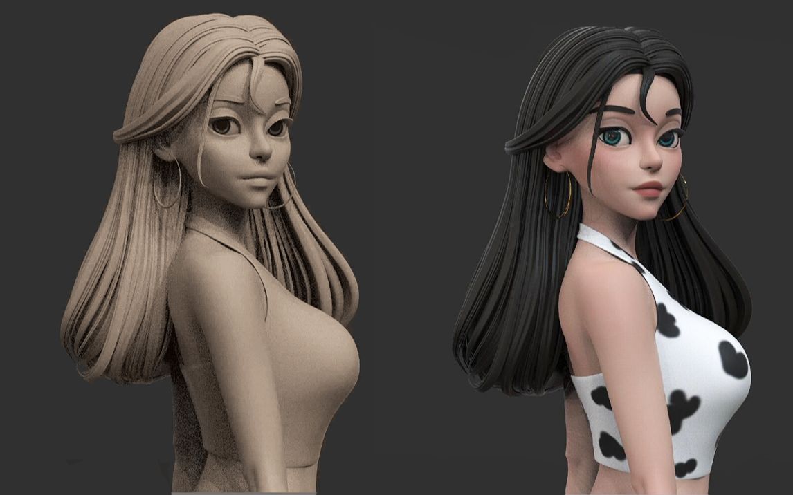 【zbrush新手教程】风格化女性角色雕刻建模 全是基础知识点和雕刻