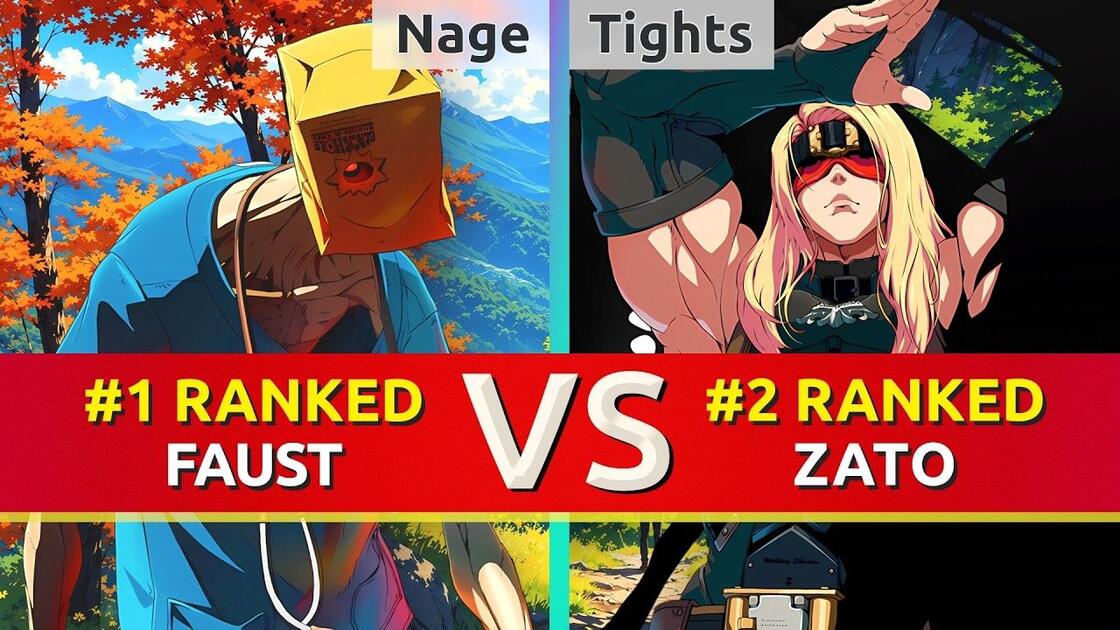 GGST Nage (#1 Ranked Faust) vs Tights (#2 Ranked Zato). High Level Gameplay