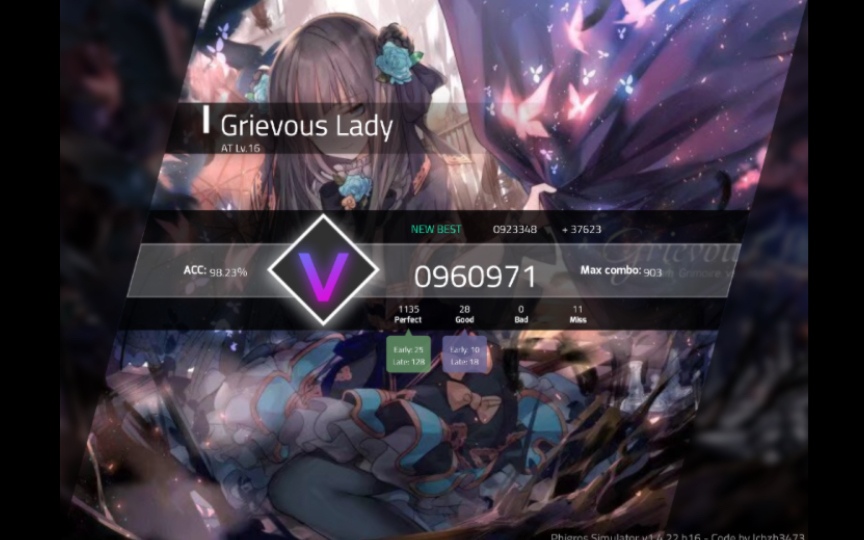 【phigros 自制】病女 Grievous Lady AT Lv.16 V Rank哔哩哔哩bilibili