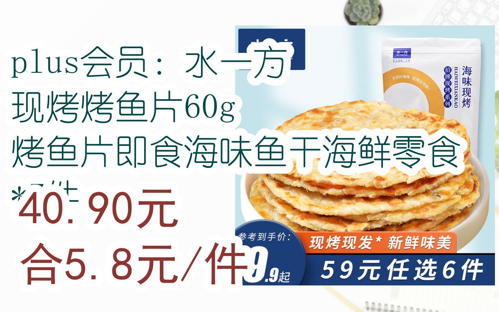 【羊毛大队】plus会员:水一方 现烤烤鱼片60g 烤鱼片即食海味鱼干海鲜