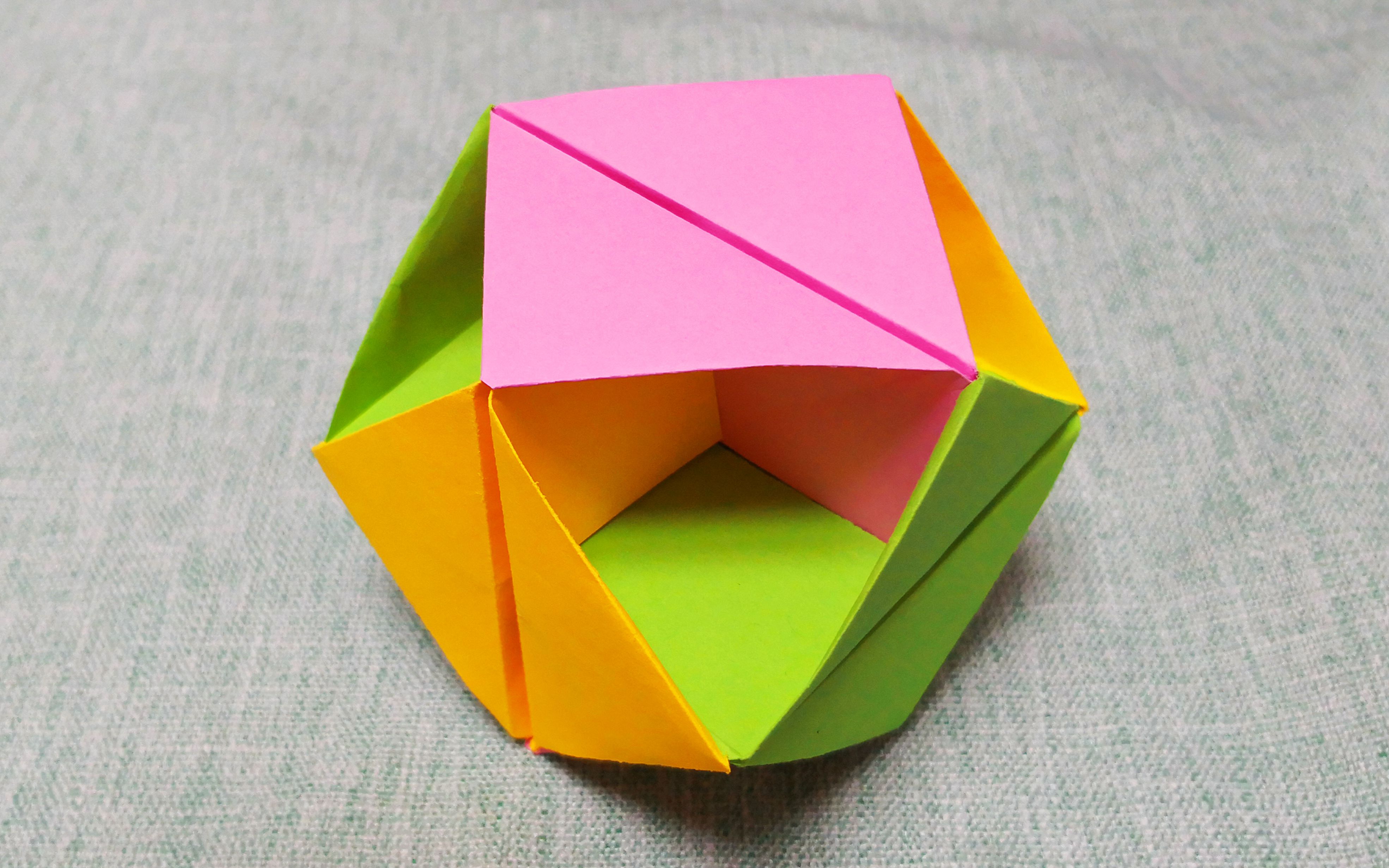 【组合折纸】手工制作六面立方体收纳盒,拥有14格收纳空间,简单实用