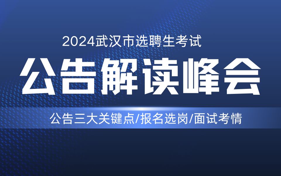 2024年武汉市选聘生公告解读峰会哔哩哔哩bilibili