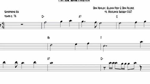 The Eagles Hotel California - Alto Sax Sheet Music (Alto Saxophone Solo)  in D Minor - Download & Print