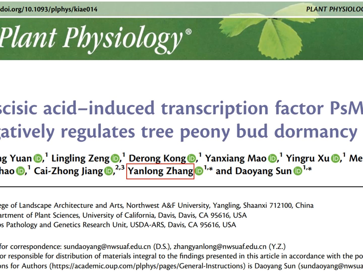 Plant Physiology ABA诱导的转录因子PsMYB306负调控牡丹,解除牡丹的休眠哔哩哔哩bilibili