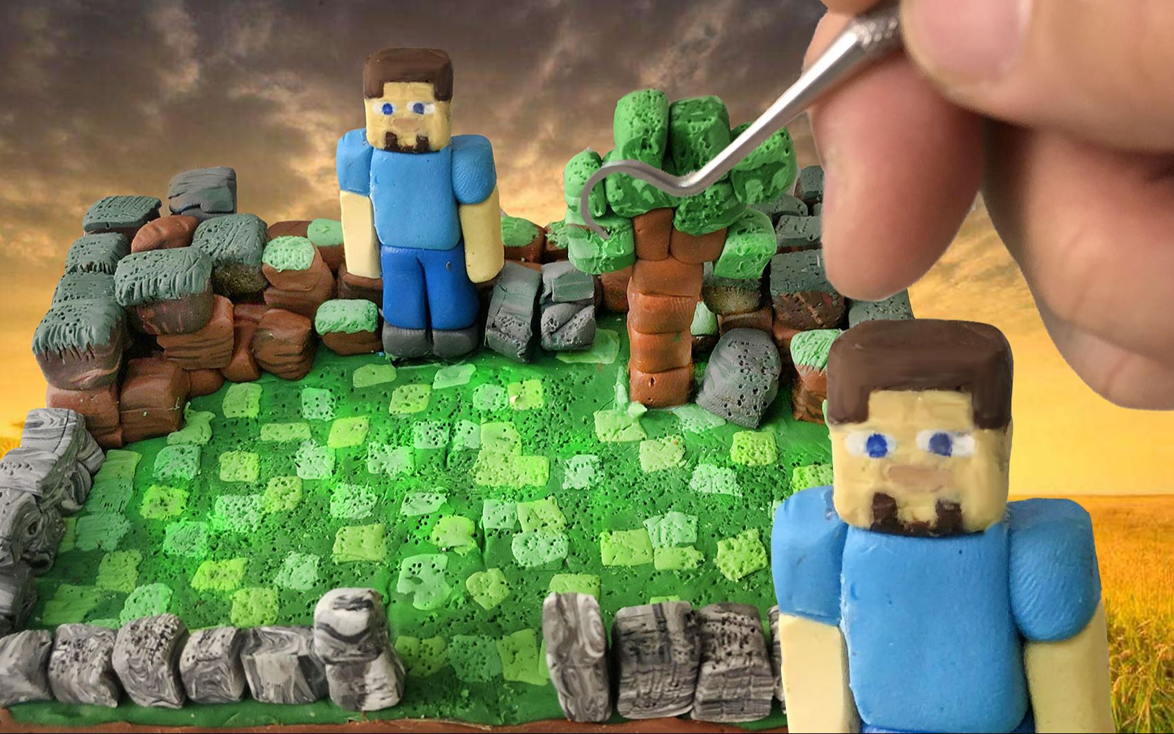 黏土手办:如何简单制作《游戏:我的世界》mc史蒂夫和他的花园