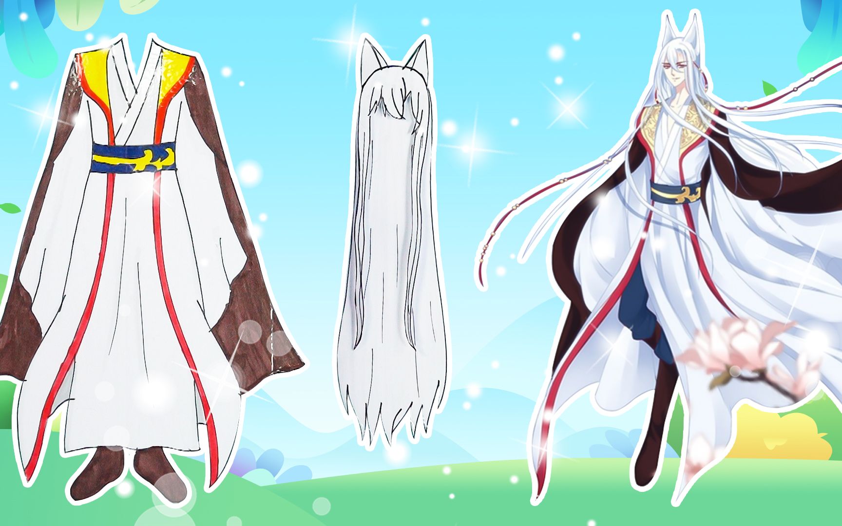 手工纸娃娃玩具:纸娃娃装扮,《猫妖的诱惑》寒烟君装扮