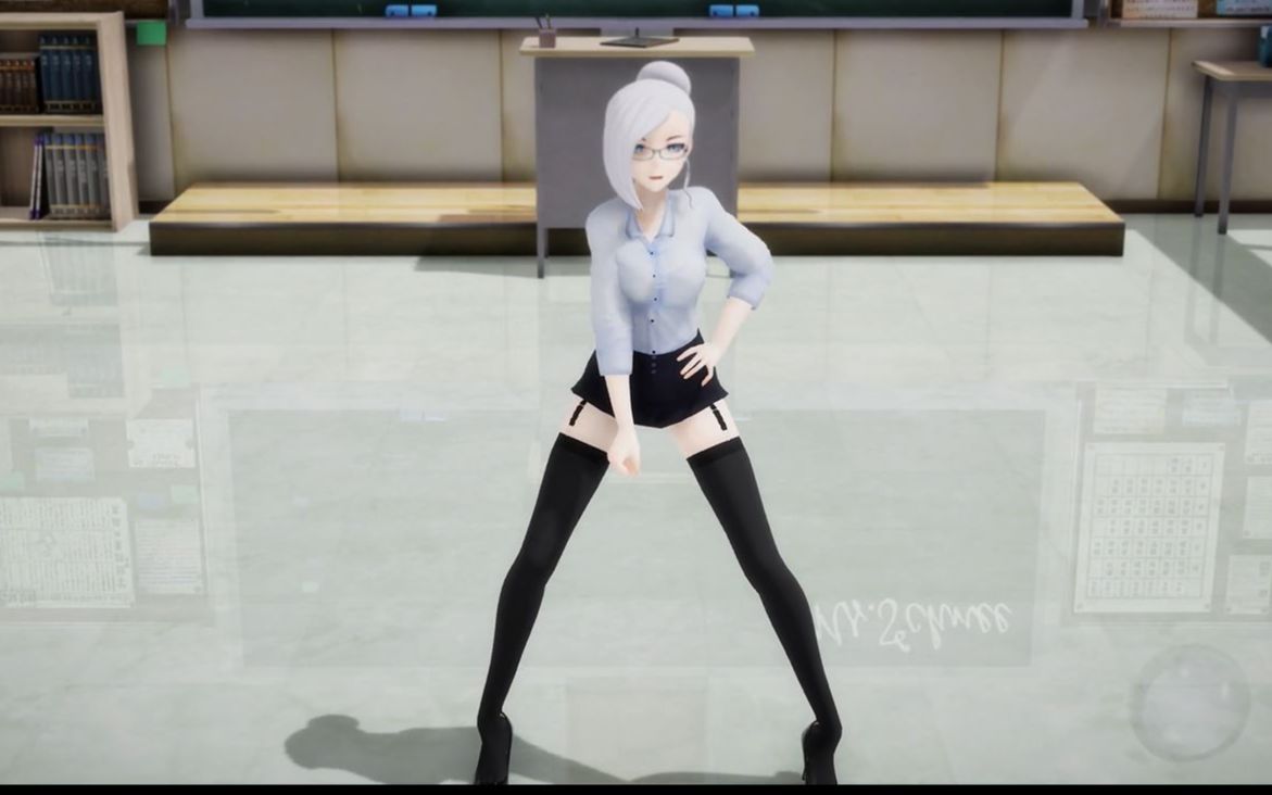 [图]【黑猫】舞蹈MMD之性感白发绝对领域女教师的“Shake it”