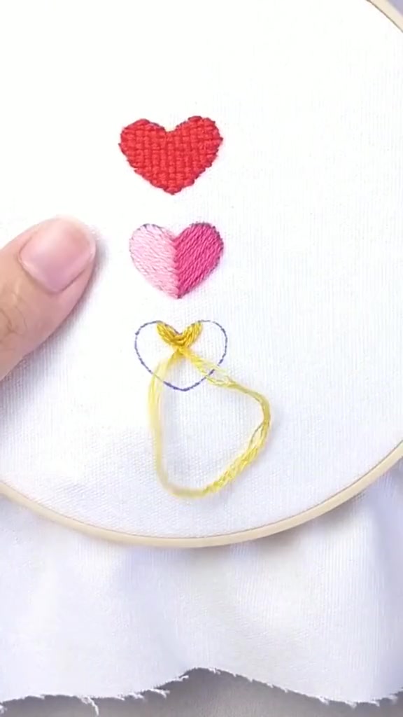 爱心的三种绣法,你想绣在哪里?