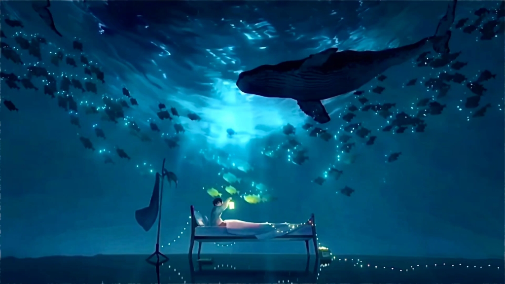 深海中的人与鲸