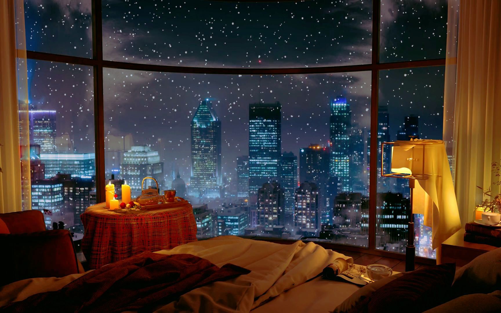 钢琴爵士乐4k丨洛杉矶丨爵士乐丨学习丨钢琴音乐丨放松丨落地窗丨下雪