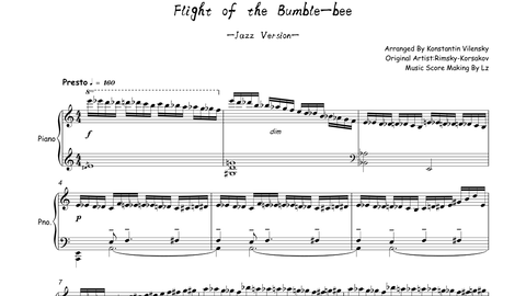 Lz Piano】Flight of the Bumble-bee(Jazz)---野蜂飞舞（爵士版）_哔哩