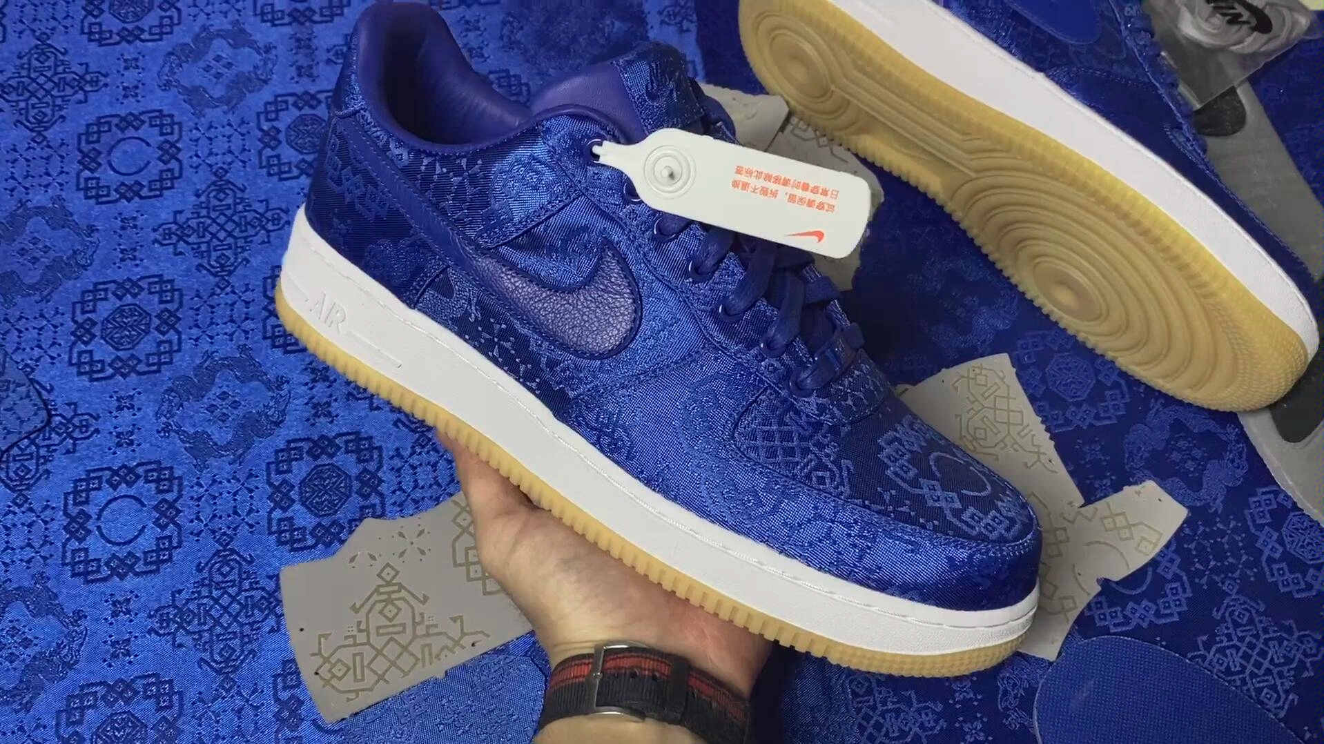 clot x nike air force 1 蓝丝绸
